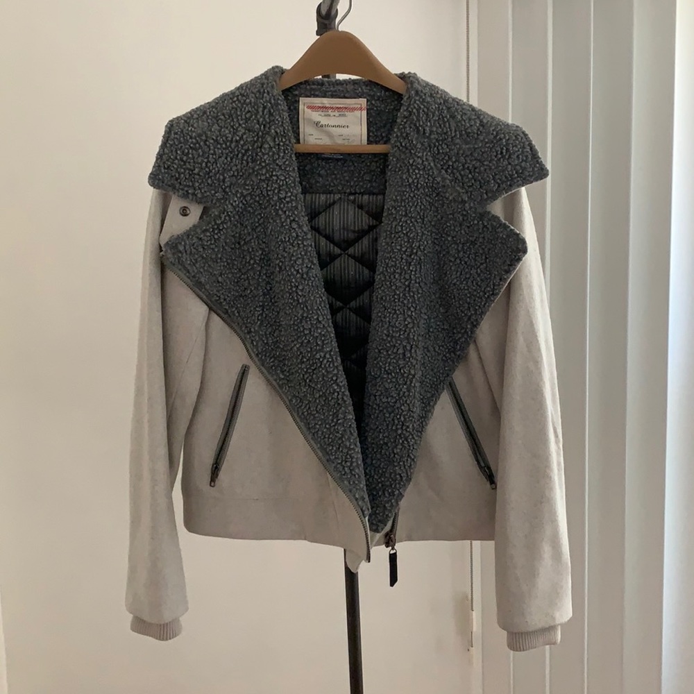 Anthropologie grey moto jacket -size M